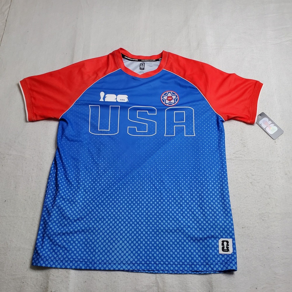 FIFA Mens World Cup 2026 USA Soccer Jersey Blue Red 9JMW9AEG-USA Large